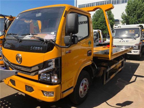 藍牌國六東風D6黃色一拖二平板清障車